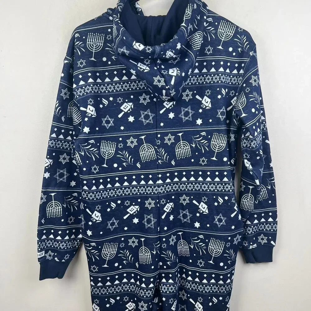 Fabletics Hanukkah Onesie with White Holiday-Themed Pattern  Size S